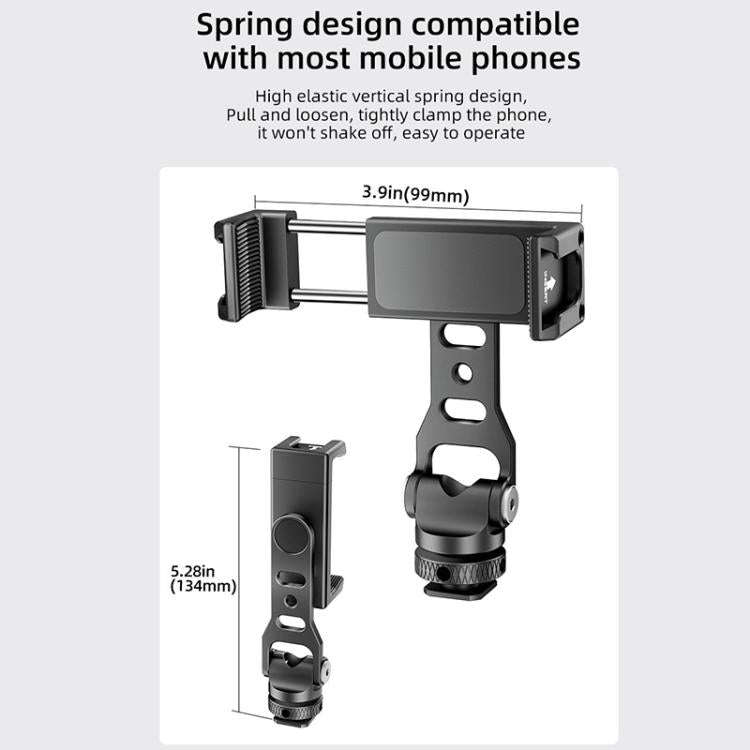 BEXIN PH-01 Desktop Live Broadcast Bracket 360 Phone Clamp Dual Cold Shoes Mount (Black)
