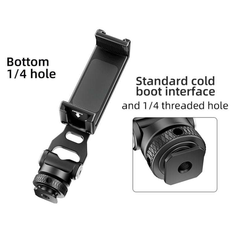 BEXIN PH-01 Desktop Live Broadcast Bracket 360 Phone Clamp Dual Cold Shoes Mount (Black)