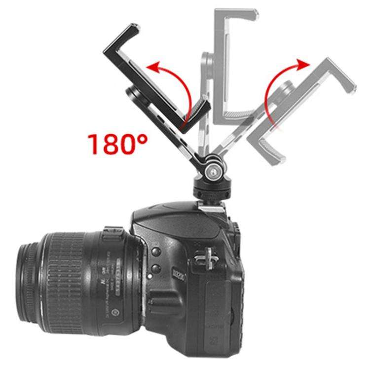 BEXIN PH-01 Desktop Live Broadcast Bracket 360 Phone Clamp Dual Cold Shoes Mount (Black)