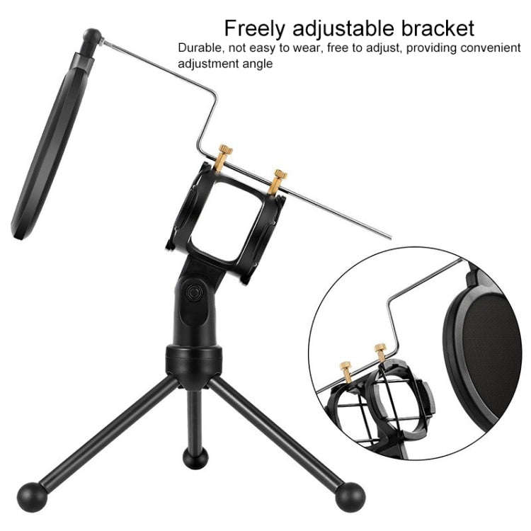 Yanmai PS-3 Mini Portable Microphone Anti-network Shockproof Desktop Stand(Black)