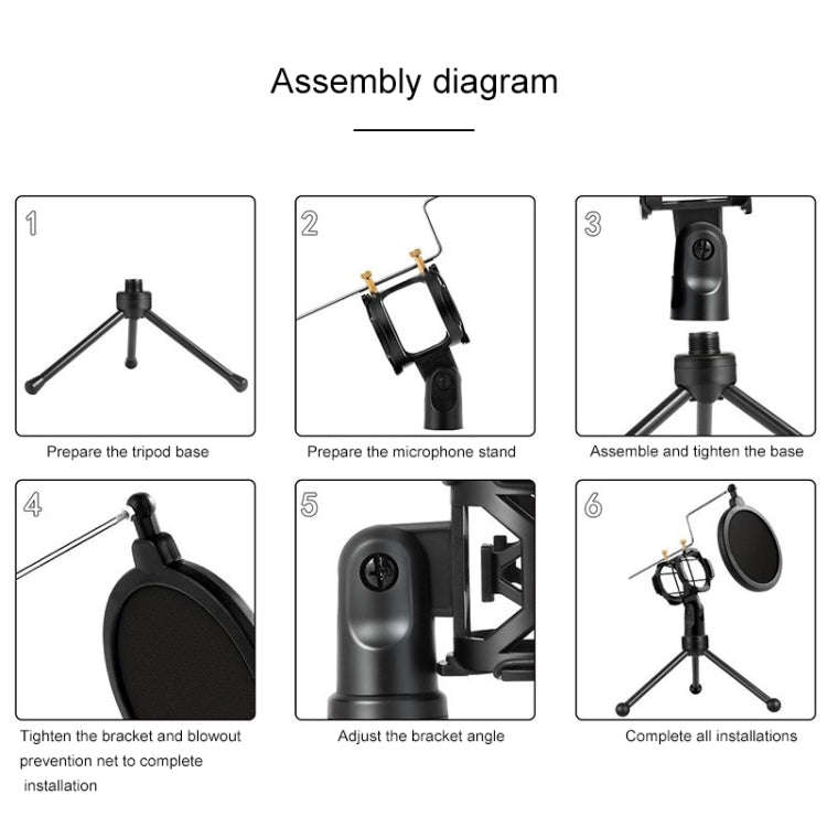 Yanmai PS-3 Mini Portable Microphone Anti-network Shockproof Desktop Stand(Black)