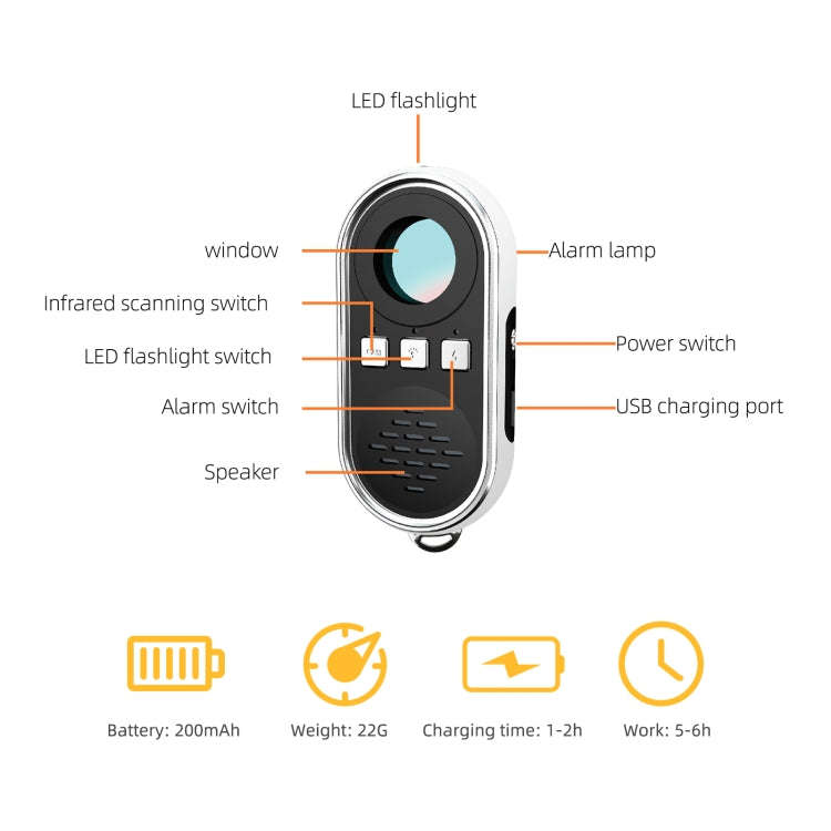 S200 Camera Detector with LED Flashlight (White)