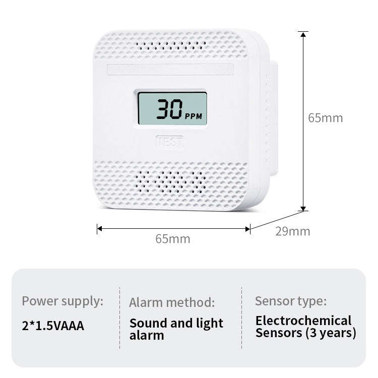 XY-C610 Car Mini Digital Display Carbon Monoxide Smoke Detector Alarm without Battery