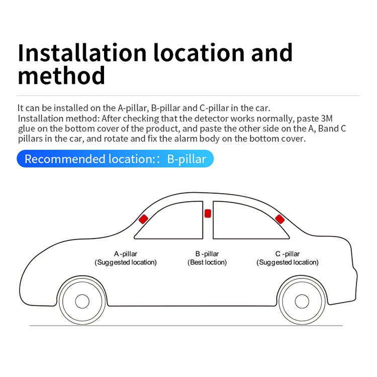 XY-C610 Car Mini Digital Display Carbon Monoxide Smoke Detector Alarm without Battery