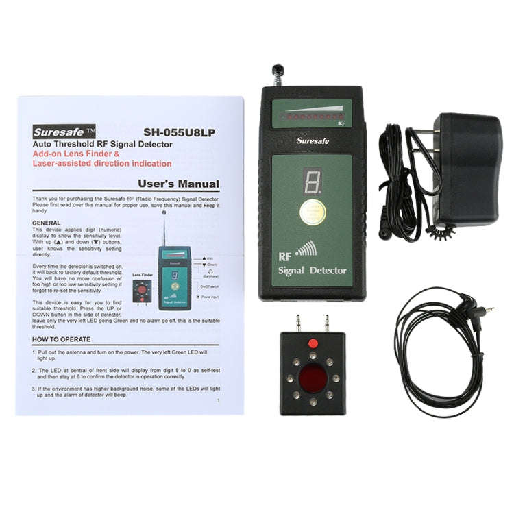Suresafe SH-055U8LP Auto Threshold RF Signal Detector Camera Detector with 8 LEDs, Detection Freq...