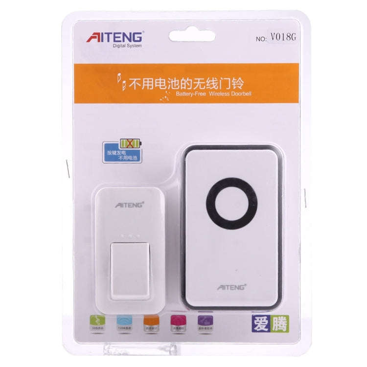 AITENG V018G Life Waterproof Battery-Free Wireless Doorbell, 1 Receiver + 1 x Transmitter, Receiv...