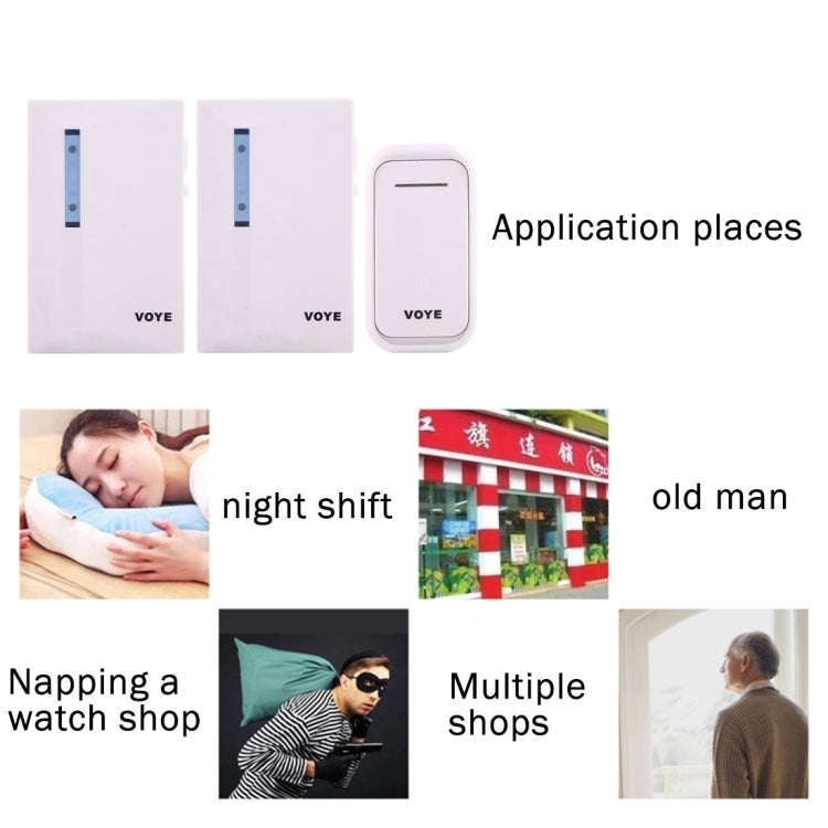 VOYE V015F2 Wireless Smart Music Home Doorbell with Dual Receiver, Remote Control Distance: 120m ...