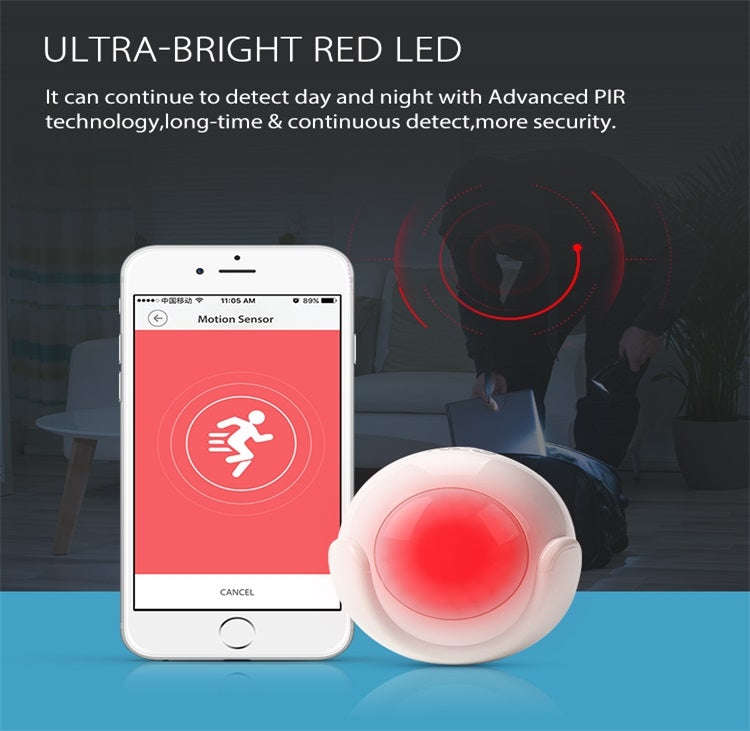 NEO NAS-PD01W Wireless WiFi PIR Detector Motion Sensor, Support Android / IOS systems & Ultra-bri...
