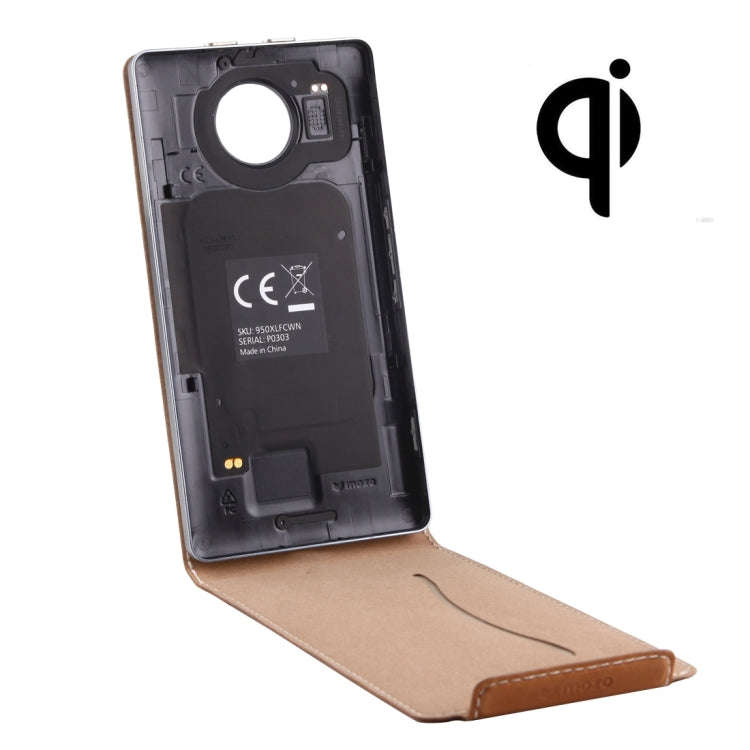 Vertical Flip Genuine Leather Case + QI Wireless Standard Charging Back Cover For Microsoft Lumia...