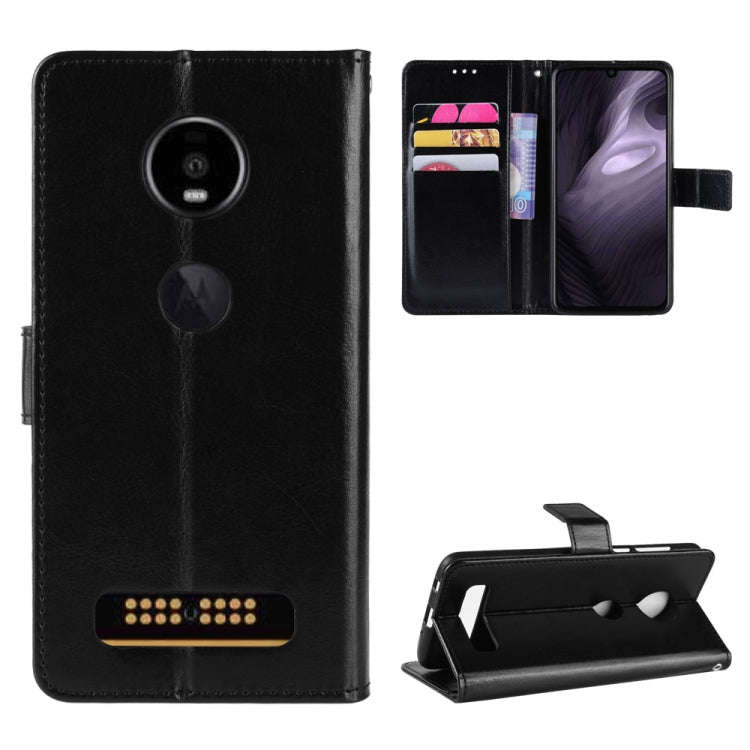Retro Crazy Horse Texture Horizontal Flip Leather Case for Motorola Moto Z4 Play, with Holder & C...