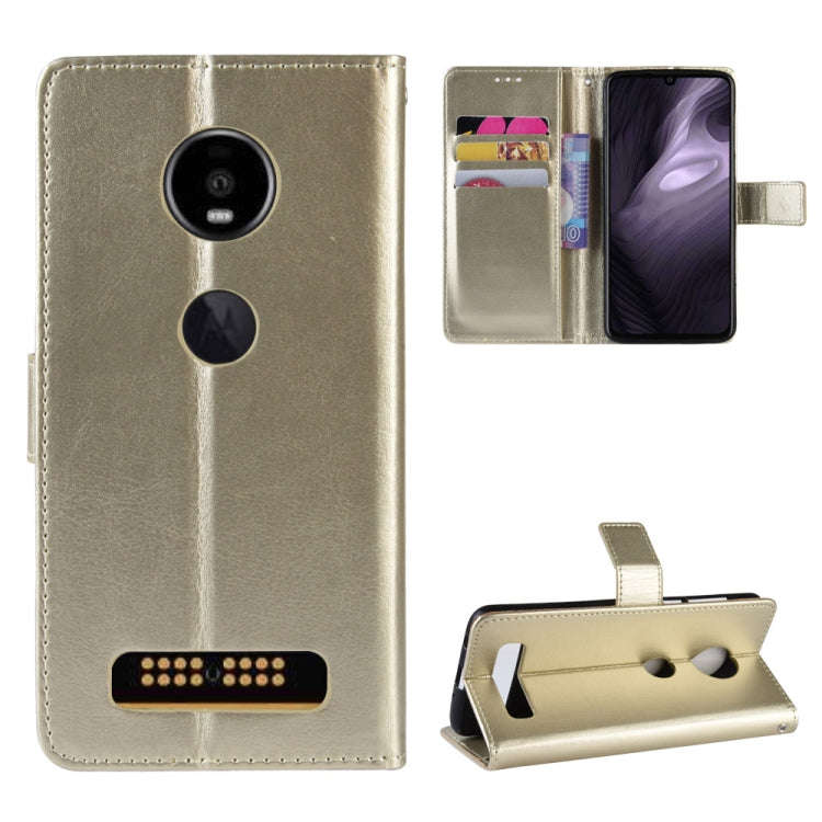 Retro Crazy Horse Texture Horizontal Flip Leather Case for Motorola Moto Z4 Play, with Holder & C...