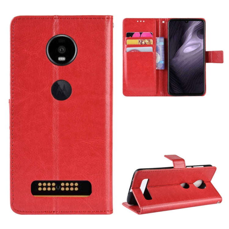 Retro Crazy Horse Texture Horizontal Flip Leather Case for Motorola Moto Z4 Play, with Holder & C...