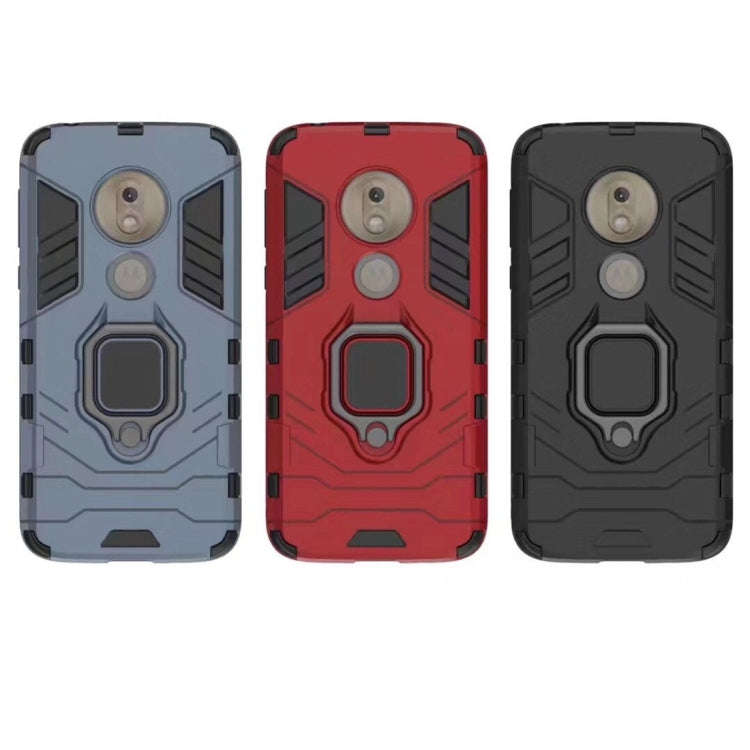 PC + TPU Shockproof Protective Case for Motorola Moto G7 Play, with Magnetic Ring Holder (Black)