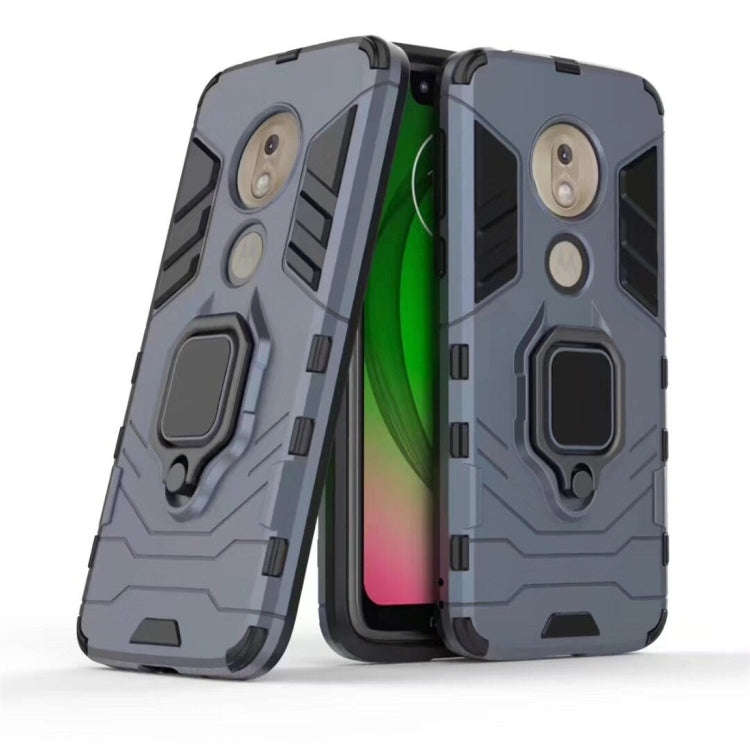 PC + TPU Shockproof Protective Case for Motorola Moto G7 Play, with Magnetic Ring Holder (Navy Blue)