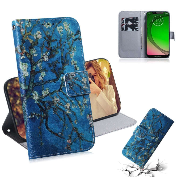 Apricot Flower Pattern Coloured Drawing Horizontal Flip Leather Case for Motorola Moto G7 Play, w...