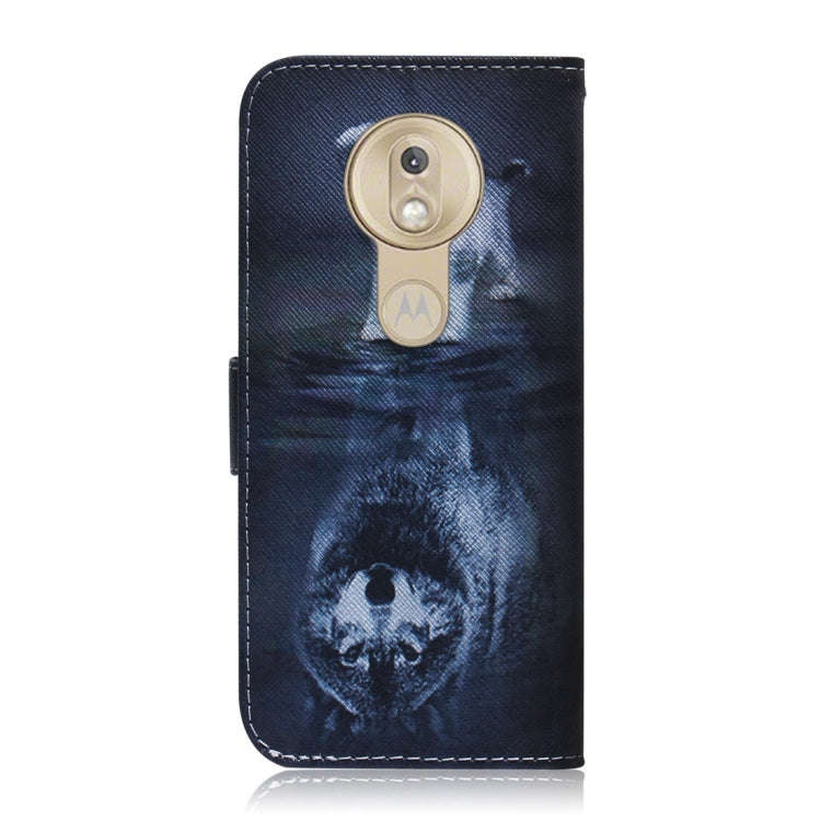 Wolf and Dog Pattern Coloured Drawing Horizontal Flip Leather Case for Motorola Moto G7 Play, wit...