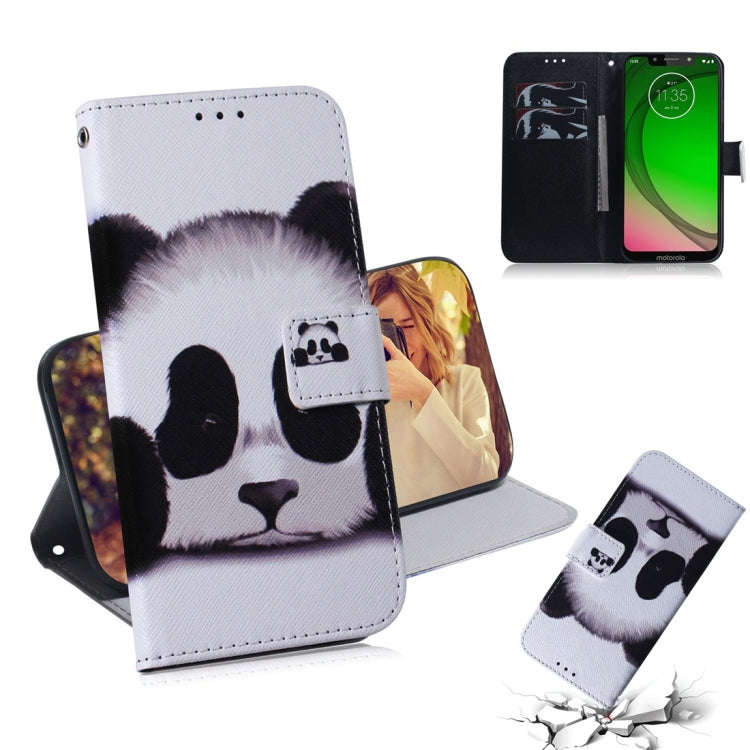 Panda Pattern Coloured Drawing Horizontal Flip Leather Case for Motorola Moto G7 Play, with Holde...