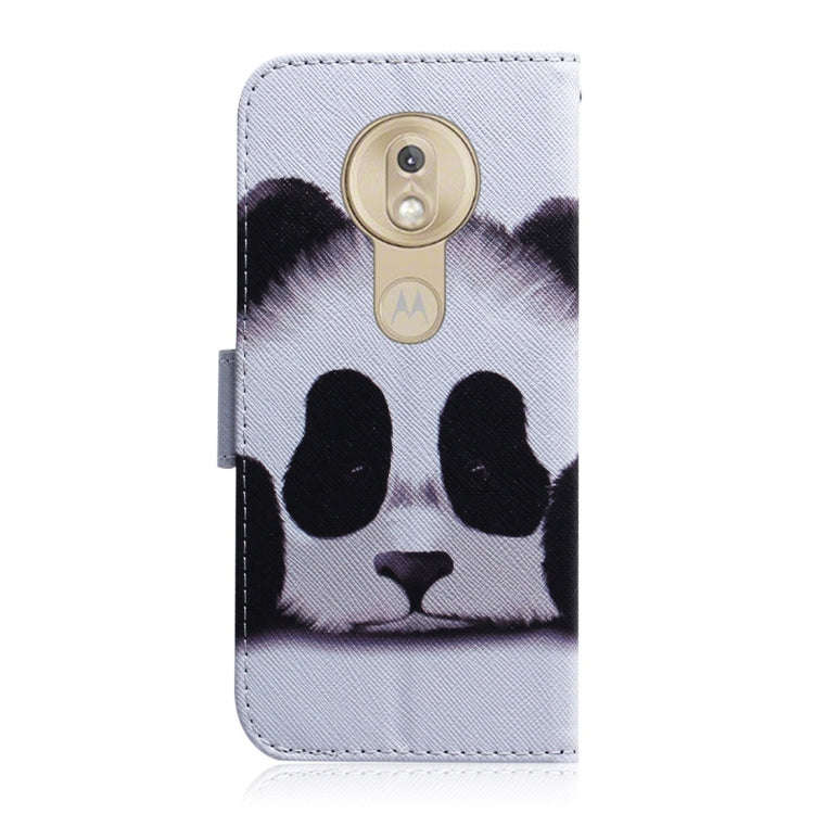 Panda Pattern Coloured Drawing Horizontal Flip Leather Case for Motorola Moto G7 Play, with Holde...