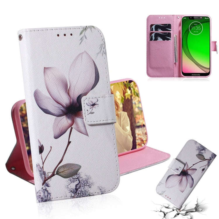 Magnolia Flower Pattern Coloured Drawing Horizontal Flip Leather Case for Motorola Moto G7 Play, ...