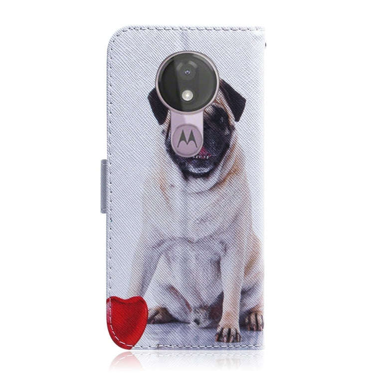 Pug Pattern Coloured Drawing Horizontal Flip Leather Case for Motorola Moto G7 Power, with Holder...
