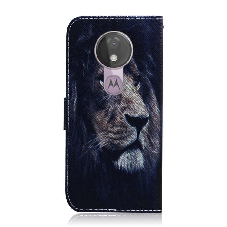 Lion Pattern Coloured Drawing Horizontal Flip Leather Case for Motorola Moto G7 Power, with Holde...