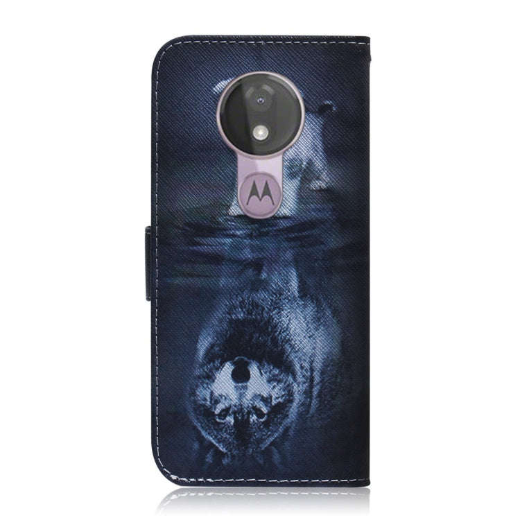 Wolf and Dog Pattern Coloured Drawing Horizontal Flip Leather Case for Motorola Moto G7 Power, wi...