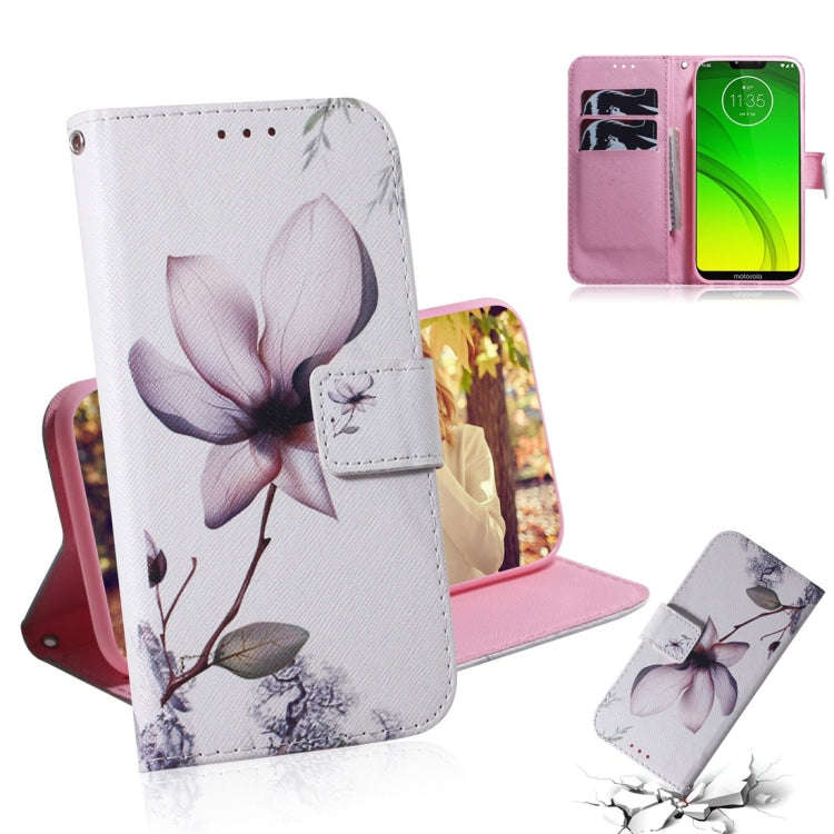 Magnolia Flower Pattern Coloured Drawing Horizontal Flip Leather Case for Motorola Moto G7 Power,...