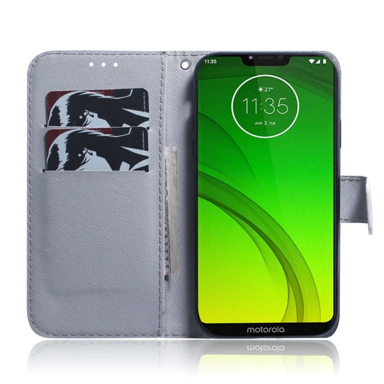 White Wolf Pattern Coloured Drawing Horizontal Flip Leather Case for Motorola Moto G7 Power, with...