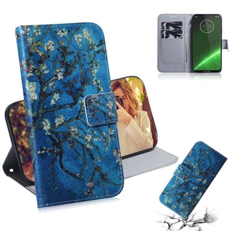 Apricot Flower Pattern Coloured Drawing Horizontal Flip Leather Case for Motorola Moto G7 / Moto ...