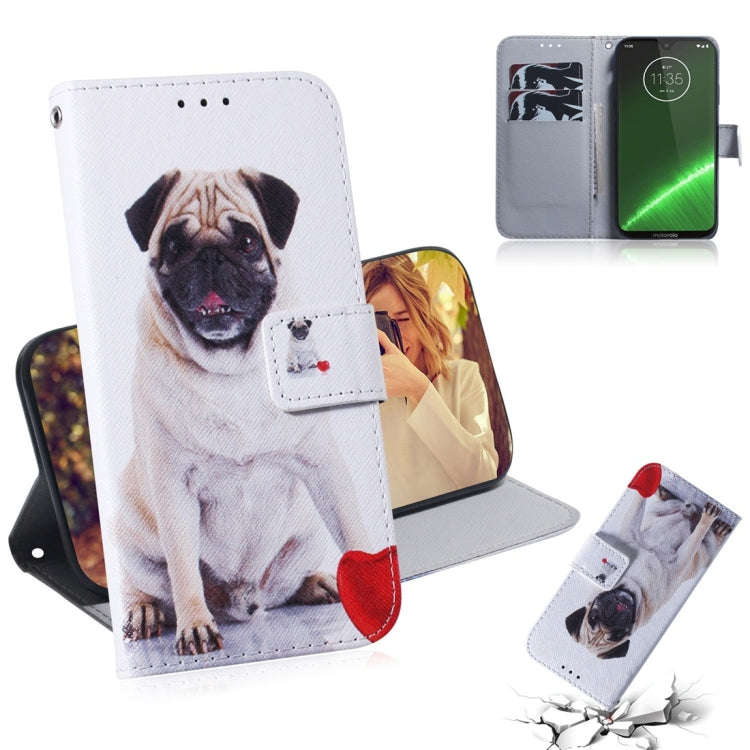 Pug Pattern Coloured Drawing Horizontal Flip Leather Case for Motorola Moto G7 / Moto G7 Plus, wi...