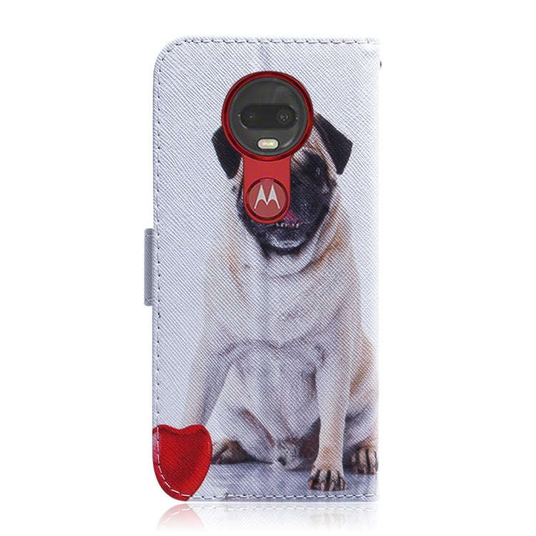 Pug Pattern Coloured Drawing Horizontal Flip Leather Case for Motorola Moto G7 / Moto G7 Plus, wi...