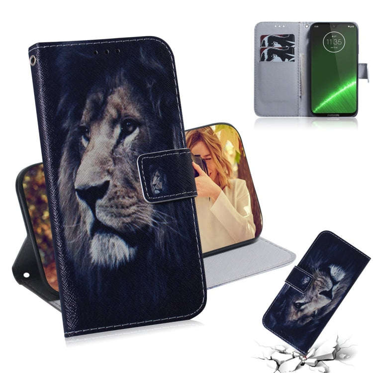 Lion Pattern Coloured Drawing Horizontal Flip Leather Case for Motorola Moto G7 / Moto G7 Plus, w...