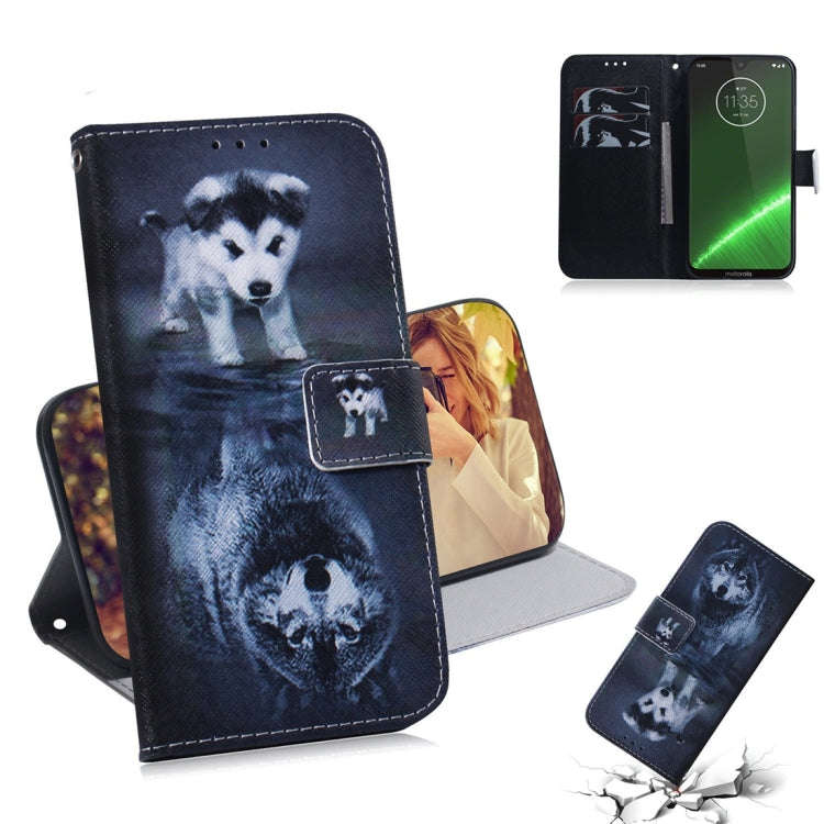 Wolf and Dog Pattern Coloured Drawing Horizontal Flip Leather Case for Motorola Moto G7 / Moto G7...