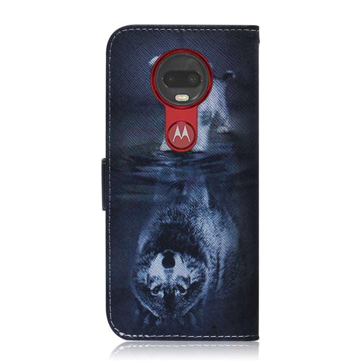 Wolf and Dog Pattern Coloured Drawing Horizontal Flip Leather Case for Motorola Moto G7 / Moto G7...