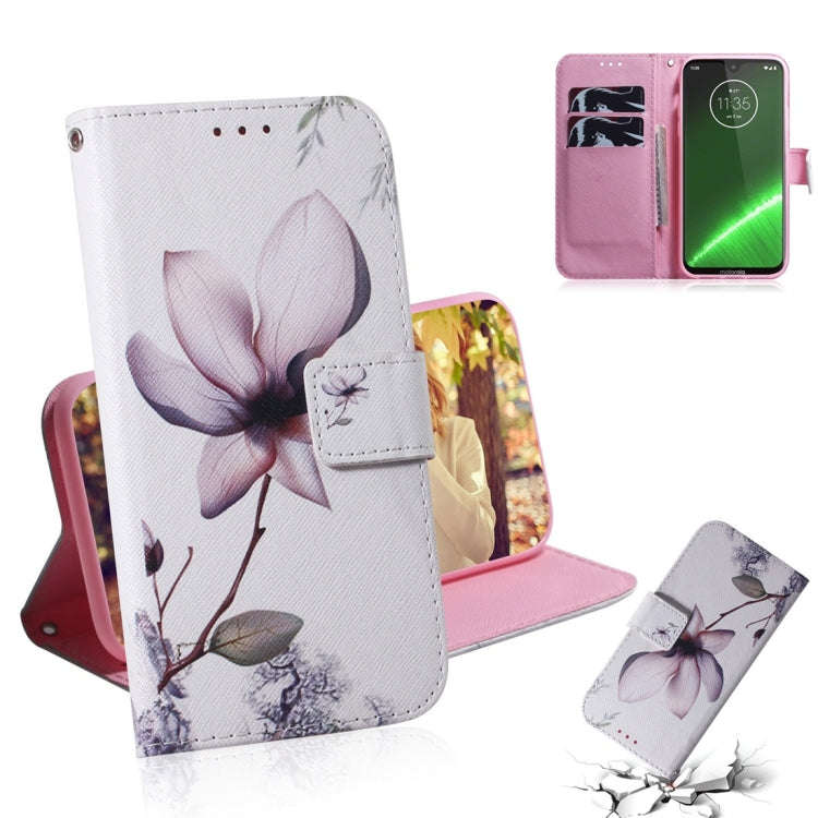 Magnolia Flower Pattern Coloured Drawing Horizontal Flip Leather Case for Motorola Moto G7 / Moto...