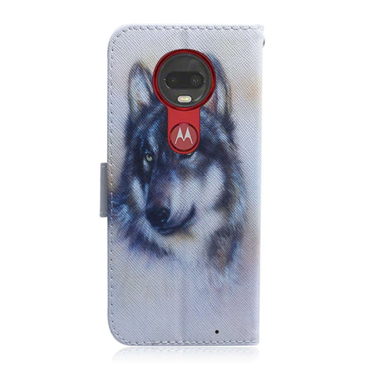White Wolf Pattern Coloured Drawing Horizontal Flip Leather Case for Motorola Moto G7 / Moto G7 P...