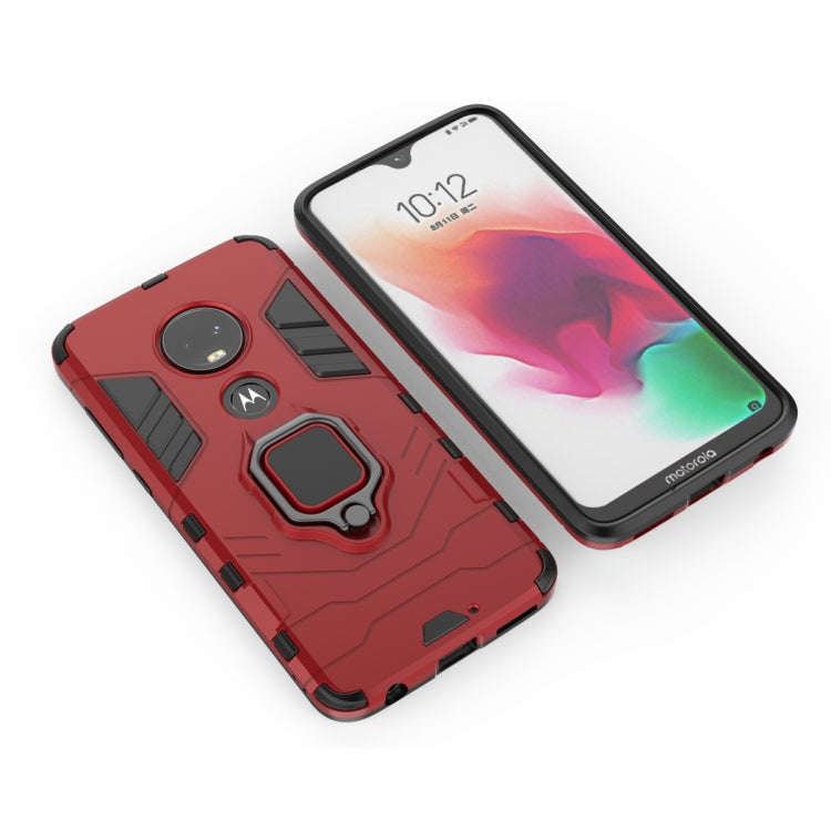PC + TPU Shockproof Protective Case for Motorola Moto G7, with Magnetic Ring Holder (Red)