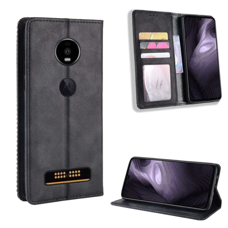 Magnetic Buckle Retro Crazy Horse Texture Horizontal Flip Leather Case for Moto Z4 Play, with Hol...