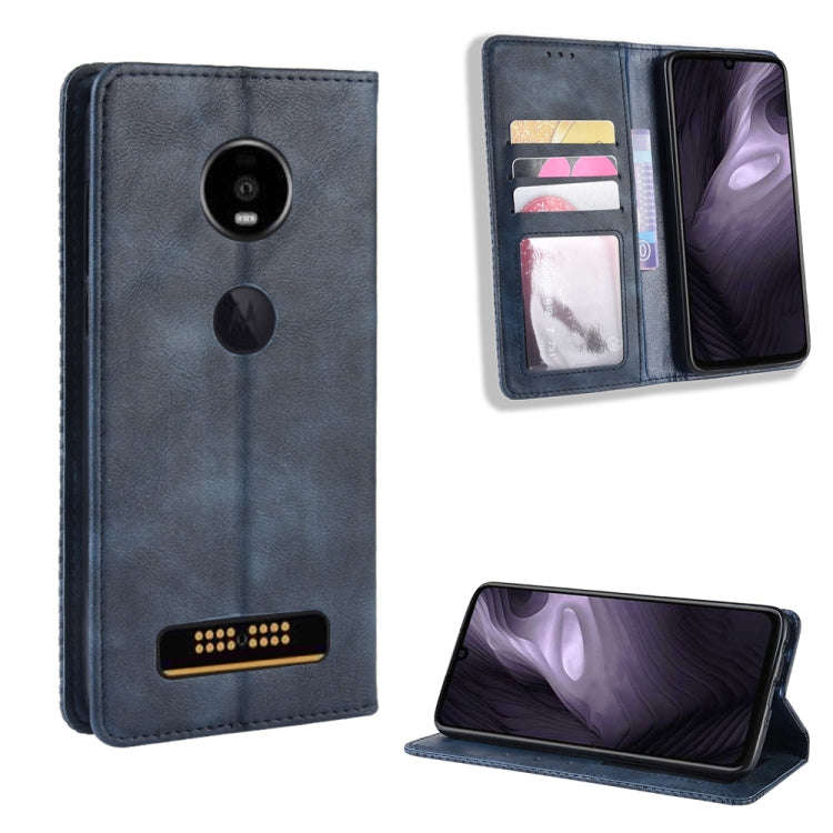 Magnetic Buckle Retro Crazy Horse Texture Horizontal Flip Leather Case for Moto Z4 Play, with Hol...