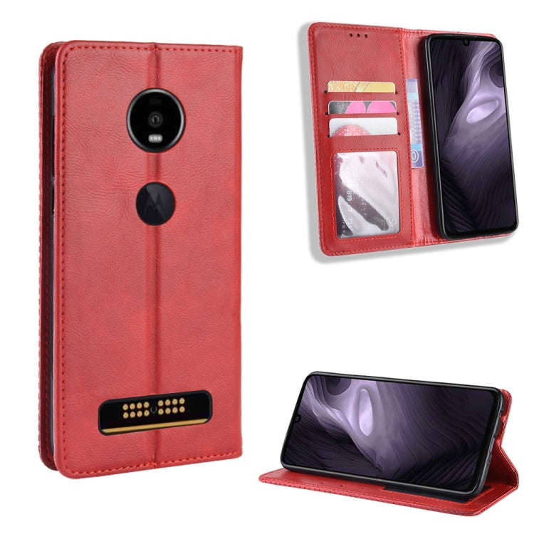 Magnetic Buckle Retro Crazy Horse Texture Horizontal Flip Leather Case for Moto Z4 Play, with Hol...