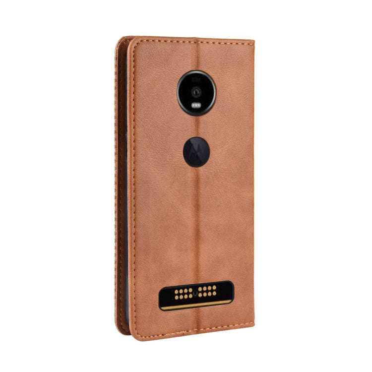 Magnetic Buckle Retro Crazy Horse Texture Horizontal Flip Leather Case for Moto Z4 Play, with Hol...