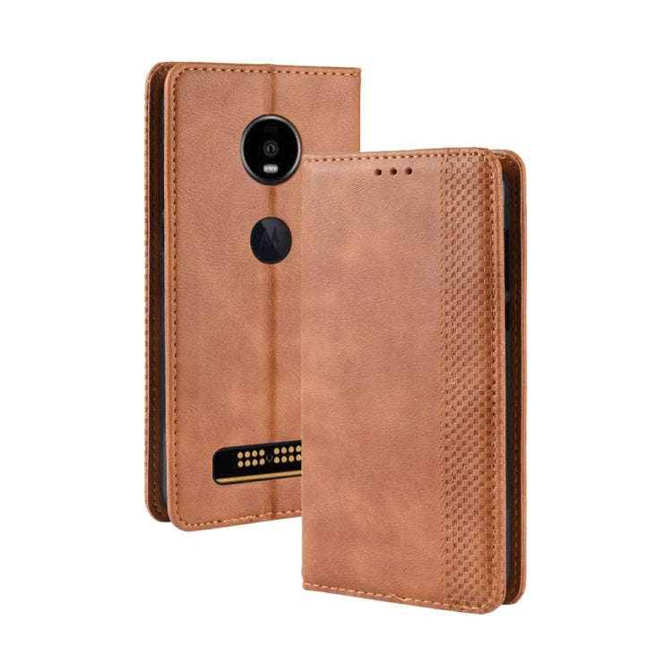Magnetic Buckle Retro Crazy Horse Texture Horizontal Flip Leather Case for Moto Z4 Play, with Hol...
