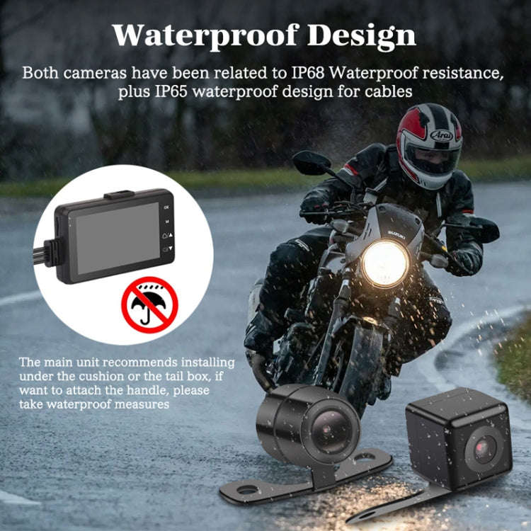 MT-80 3.0 inch 140 Degrees Wide Angle HD Video Motorcycle Dual  Camera DVR, Support TF Card (32GB...