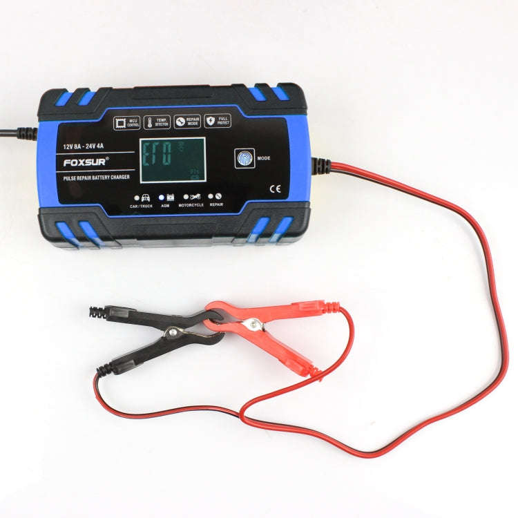 FOXSUR 12V-24V Car Motorcycle Truck Repair Battery Charger AGM Charger, UK Plug (Blue)