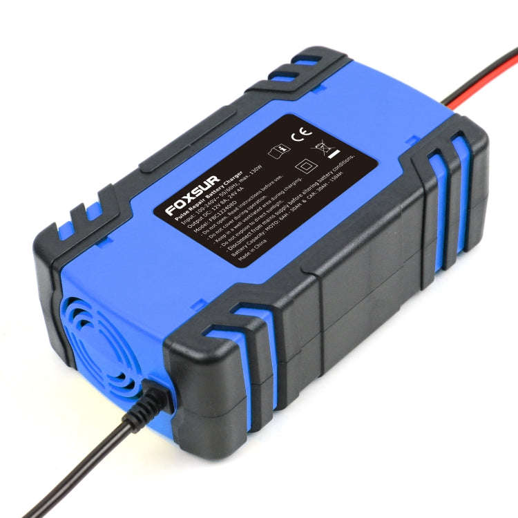 FOXSUR 12V-24V Car Motorcycle Truck Repair Battery Charger AGM Charger, US Plug (Blue)