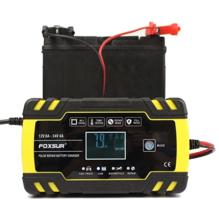 FOXSUR 12V-24V Car Motorcycle Truck ABS Repair Battery Charger AGM Charger, UK Plug