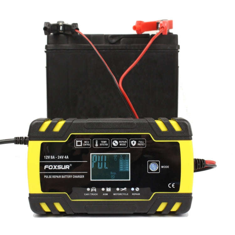 FOXSUR 12V-24V Car Motorcycle Truck ABS Repair Battery Charger AGM Charger, UK Plug