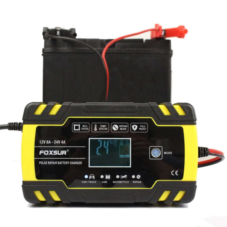 FOXSUR 12V-24V Car Motorcycle Truck ABS Repair Battery Charger AGM Charger, UK Plug