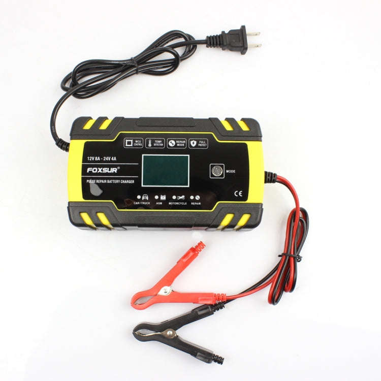 FOXSUR 12V-24V Car Motorcycle Truck Repair Battery Charger AGM Charger, US Plug