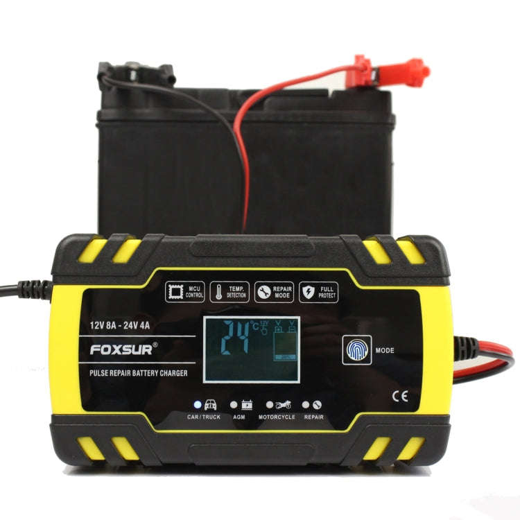 FOXSUR 12V-24V Car Motorcycle Truck Repair Battery Charger AGM Charger, US Plug